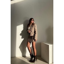 Toprak Ekoseli Etek Ceket Takım