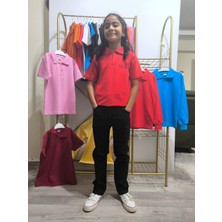 Şimo Butik unisex Çocuk Genç Polo Yaka Kısa Kol Okul Günlük Tişört, Nefes Alabilen Kumaş