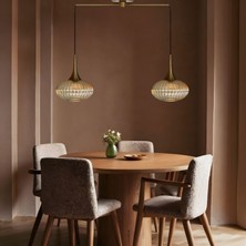 Bamyum Elegant Cam Bal Rengi Ikili Metal Çubuk Avize Eskitme Külah Başlık Sarkıt Lamba Salon Aydınlatma