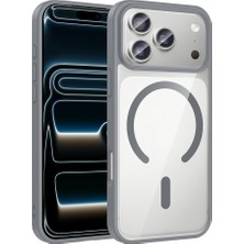 ENSUENO iPhone 17 Pro Kılıf M-Safe Wireless Şarj Özellikli Silikon Inc Ege Kapak - Gri