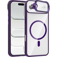 ENSUENO iPhone 17 Air Kılıf Standlı ve Kamera Lens Hediyeli M-Safe Şarj Özellikli Zore Etro Kapak - Derin Mo