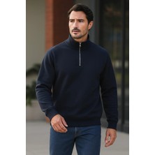 Damga Erkek Trend Premium Lacivert Fermuarlı Sweatshirt