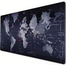 Sge Teknoloji 65X25 cm Black Dünya Desenli Dikişli Kaydırmaz Taban Oyuncu Mouse Pad