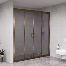 Raumark Bronze Verta 6mm Füme Cam 2 Sabit 2 Sürgü Iki Duvar Arası Duşakabin