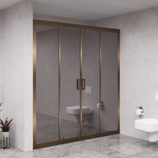 Raumark Bronze Verta 6mm Reflekte Cam 2 Sabit 2 Sürgü Iki Duvar Arası Duşakabin