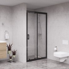 Raumark Black Nexa 6mm Karolajlı Şeffaf Cam 1 Sabit 1 Sürgü Iki Duvar Arası Duşakabin