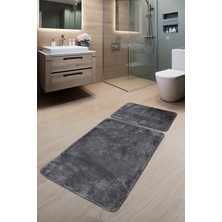 Dekozer 2’li Peluş Banyo Paspas Seti 60X100 + 50X60 cm – Kaymaz Lateks Taban, Yumuşak Yüzey, Yıkanabilir