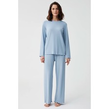 Catherine's Yumuşak Dokulu Uzun Kol Kadın Pijama Takım 2818