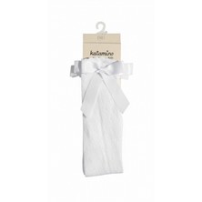 Katamino Kız Çocuk Süslü Diz Altı Çorap Beyaz