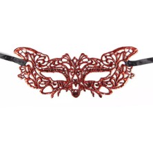 TE Dükkan Buğz Kırmızı Dantel Masquerade Maskesi 9 No
