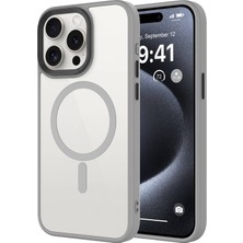 ENSUENO iPhone 15 Pro Max Uyumlu Mat Arka Yüzey Wireless Şarj Özellikli Inc Flet Magsafe Kapak-Titanyum