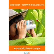 Letsii Taşınabilir LED Aydınlatmalı 200X Zoom Portatif Mini Mikroskop