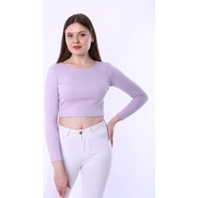 Rooted Kadın Uzun Kol Crop,kaşkorse Fitilli Kumaş % 95 Pamuk %5 Elastan