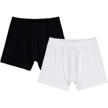Domi Kids Siyah-Beyaz 2-8 Yaş Erkek Çocuk 2'li Boxer - Standart 2-3 Yaş