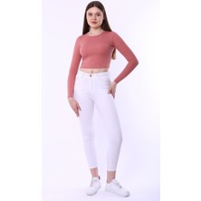 Rooted Kadın Uzun Kol Crop,kaşkorse Fitilli Kumaş % 95 Pamuk %5 Elastan
