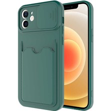 Zore iPhone 12 Uyumlu ​senk Kartix Kapak-Koyu Yeşil
