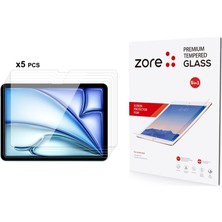 Zore iPad Air 11 2024 Uyumlu Senk 5in1 Tablet Temperli Cam Ekran Koruyucu-Şeffaf
