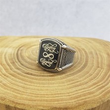 Alyansevim Gümüş Kaligrafi Isimli Erkek Yüzük