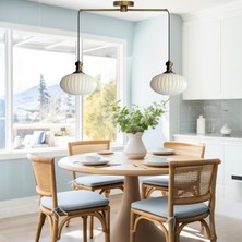 Bamyum Elegant Cam Beyaz Ikili Metal Çubuk Avize Eskitme Tokmak Başlık Sarkıt Lamba Salon Aydınlatma