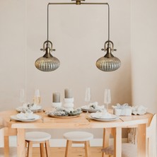 Bamyum Elegant Cam Bal Rengi Ikili Metal Çubuk Avize Gemici Eskitme Başlık Sarkıt Lamba Salon Aydınlatma