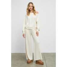 Grimelange ARTREOS Kadın Yumuşak Ve Esnek Kumaşlı Asimetrik Kemerli Ekru Eşofman Altı