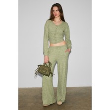 Grimelange CAISES Kadın Yumuşak Ve Esnek Kumaşlı Geniş Paçalı Yeşil Eşofman Altı