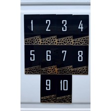 Yönline 10'lu Set Dikey Apartman Yurt Site Kapı Numarası Siyah Gold Detaylı Pleksi Kendinden Yapışkanlı