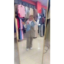 Laviva Fashion Üçlü Kot Detaylı Kolsuz Kapüşonlu Takım