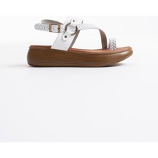 Likya Beyaz Hakiki Deri Sandalet