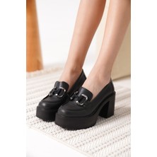 Felice Siyah Gümüş Tokalı Kadın Loafer