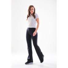 Moda Motley 725011_Kadın Toparlayıcı Yüksek Bel Flare Spor Tayt Pantolon Full Likra Diz İzi Yapmaz Pamuklu