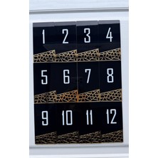 Yönline 12'li Set Dikey Apartman Yurt Site Kapı Numarası Siyah Gold Detaylı Pleksi Kendinden Yapışkanlı