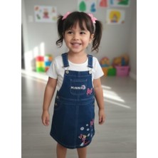 ruhaay Kız Çocuk Baskılı Mevsimlik Askılı Kot Elbise