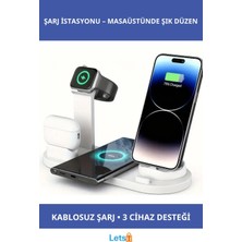 Letsii Çok Işlevli Kablosuz Şarj Istasyonu Beyaz Renk