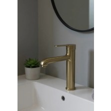 Mat Gold Banyo Armatürü Fırçalanmış Altın Musluk Gold Lavabo Bataryası