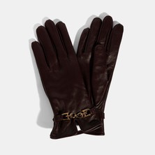 Desa Kadın Bordo Zincir Aksesuarlı Deri Eldiven