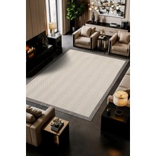 Karmen Halı Zeen ZE001W Beyaz Kolay Temizlenebilir Makinede Yıkanabilir Bordürlü Sisal Mutfak Halısı Pamuk Taban