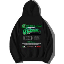 Brz Collection Unisex Oversize Rexy Porsche Green Hoodie Siyah