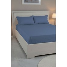 Favora %100 Pamuk Ranforce Premium Çift Kişilik Çarşaf Seti - İndigo