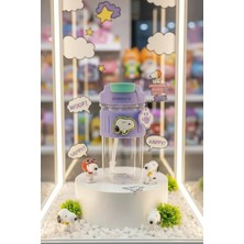 Miniso Snoopy Lisanslı Vintage Serisi Pipetli ve Çift Kapaklı Plastik Su Kabı 650 ml