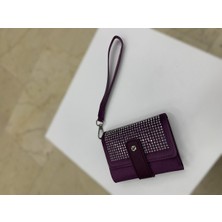 Purpleart Kadın Taşlı Portföy Bilek Askılı Cüzdan 10X12CM