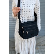 Purpleart Kadın Siyah Günlük Krinkıl Çapraz Askılı Omuz Çantası Kırinkıl Çanta