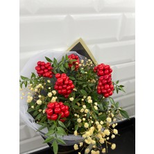 Green Deco Kokina Şans Çiçeği Cipso Aranjmanlı (6 Dal)-Yılbaşı Çiçeği -Şans Çiceği Cipso Siyah Buket