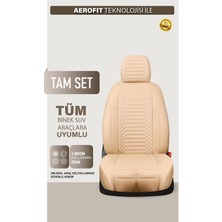 Castor Otomotiv Renault Megane 3 Uyumlu Deri Oto Koltuk Kılıfı 5 Li Tam Set Revo Bej