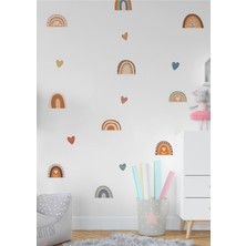 Wallhuman Aşık Kalpler ve Gökkuşakları Çocuk Odası Duvar Stickerı