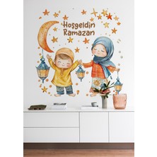Wallhuman Hoşgeldin Ramazan Bayramı Yapışkanlı Sticker Duvar Cam Dolap Çıkartması Süsü