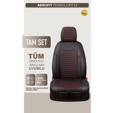 Castor Otomotiv Toyota Land Crusier Uyumlu Deri Oto Koltuk Kılıfı 5 Li Tam Set Revo Siyah-Kırmızı