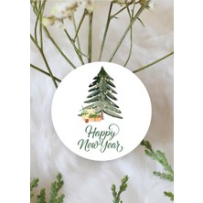 Wallhuman Yılbaşı Temalı Happy New Year  Hediye Paketi Sticker 20 Adet (Yeşil Çam Ağacı Happy New Year)