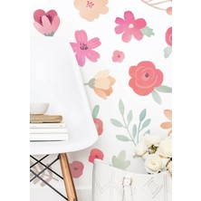 Wallhuman Pembe Çiçekler Çocuk Odası Duvar Stickerı