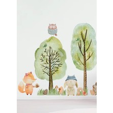 Wallhuman Şapkalı Tavşan Orman Arkadaşları Çocuk Odası Duvar Stickerı